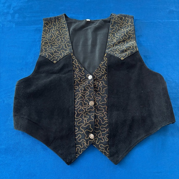 Jackets & Blazers - Vintage Black and Gold Vest
